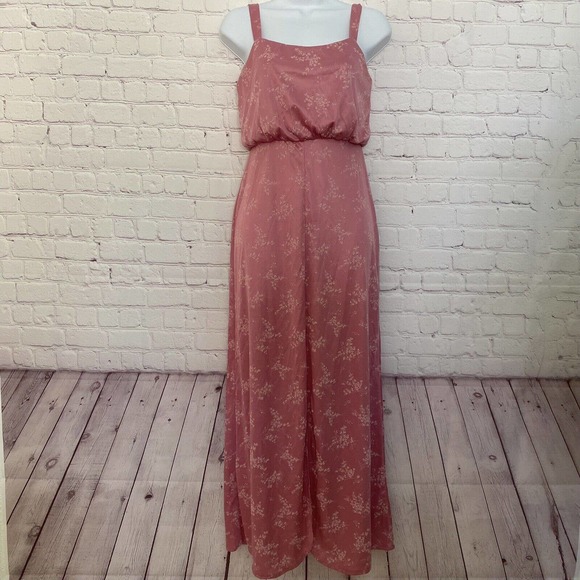 Vintage 1970's Lorrie Deb Union Label Pink Long Floral Zip Formal Dress - 7/8 - Picture 1 of 12
